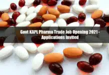 Govt KAPL Pharma Trade Job Opening 2021 – Applications Invited Govt KAPL Pharma Trade Job Opening 2021 - Applications Invited