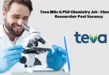Teva MSc & PhD Chemistry Job – Chemical Researcher Post Vacancy Teva MSc & PhD Chemistry Job - Chemical Researcher Post Vacancy