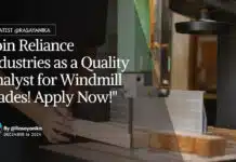 Reliance Industries Quality Analyst Job For Chemistry! Apply Now! "Join Reliance Industries as a Quality Analyst for Windmill Blades! Apply Now!"