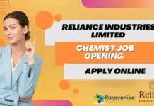 Reliance Industries Limited Chemist Job Opening – Apply Online Reliance Industries Limited Chemist Job