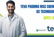 Teva Pharma MSc Chemistry QC Technician Job – Apply Online Teva Pharma Chemistry QC Technician
