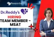 Dr. Reddy’s Hiring Team Member – MSAT, Pharmaceutical Candidates Apply Now! Dr. Reddy’s Hiring Team Member - MSAT, Pharmaceutical Candidates Apply Now!