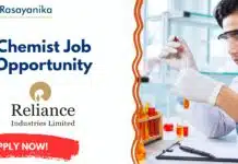 Chemist Job Reliance Industries – Apply Now! Chemist Job Opportunity