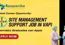 Bayer Chemistry & Chemical Engineering Job Opening – Apply Online Latest Career Opportunity: Bayer Site Management Support Job in Vapi- Chemistry Graduates can Apply