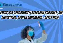 Latest Job Opportunity: Research Scientist, Bio Analytical, Apotex Bangalore – Apply Now Latest Job Opportunity: Research Scientist, Bio Analytical, Apotex Bangalore - Apply Now