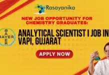 Bayer Analytical Scientist Job – Pharma & Chemistry Apply Now New Job Opportunity for Chemistry Graduates: Bayer Analytical Scientist I Job in Vapi, Gujarat - Apply Now