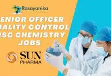 Quality Control Job at Sun Pharma | MSc Chemistry Job | Apply Now Senior Officer Quality Control MSc Chemistry Jobs