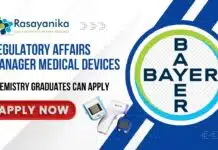 Bayer Hiring: Regulatory Affairs Manager Medical Devices- Chemistry Graduates Can Apply Bayer Hiring: Regulatory Affairs Manager Medical Devices- Chemistry Graduates Can Apply