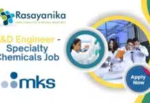 Unleash Your Creativity: R&D Engineer Opportunity in Specialty Chemicals at MKS R&D Engineer - Specialty Chemicals - at MKS