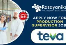 Teva Pharmaceuticals: Apply Now for Production Supervisor Job! Supv Production at Teva Pharmaceuticals