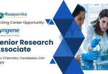 Syngene Research Associate Scientist Job – MSc Chemistry Candidates Can Apply Exciting Career Opportunity: Syngene Senior Research Associate Job - MSc Chemistry Candidates can Apply