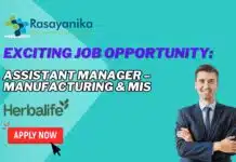 Herbal Life Chemistry Manager Job Opening – Apply Online Exciting Job Opportunity: Assistant Manager – Manufacturing & MIS Job at Herbal Life, India