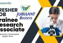 Jubilant Biosys Fresher Job: Trainee Research Associate – Chemistry Graduates Apply Now Jubilant Biosys Fresher Job Trainee Research Associate - Chemistry Graduates Apply Now - Greater Noida