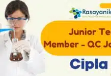 Get Hired at Cipla! Junior QC Team Member Position Available Now! Junior Team Member - QC Job at Cipla! Pharma Apply now