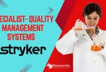 Join Stryker as a Specialist QMS – BPharm and MPharm Candidates apply now Specialist- Quality Management Systems Job at Stryker | Pharma Apply