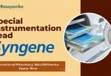 Syngene: Special Instrumentation Lead, Apply Now Syngene Special Instrumentation Lead - ChemistryPharmacy MScMPharma Apply Now