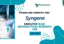 Syngene Pharma & Chemistry Apply For QC Executive Role – Apply Now! Syngene QC Executive Role For Pharma & Chem, Apply Now