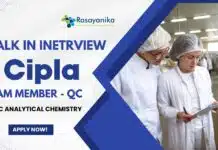 Cipla Walk in Interview for Chemistry Candidates, Work as QC-Team Member – Register Now Cipla Walk in Interview for Chemistry
