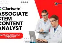 Clarivate Associate STEM Content Analyst (M.Pharm/B.Pharm) – Apply Now Clarivate - Associate STEM Content Analyst (M.PharmB.Pharm) - Apply Now