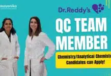 Dr. Reddy’s QC Team Member – Chem/Analytical Chem Candidates can Apply! Dr. Reddy's - QC Team Member - ChemistryAnalytical Chemistry Candidates can Apply!