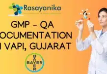 Now Hiring: GMP – QA Documentation At Bayer – Apply Now!! GMP – QA Documentation At Bayer In Vapi, Gujarat - Apply Now!