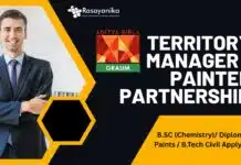 Grasim – Birla Paints Division BSc Chemistry Job Opening, Apply Now Grasim - Birla Paints Division Territory Manager - Painter Partnership - B.SC (Chemistry) Diploma in Paints B.Tech Civil Apply Now