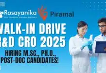 Piramal Pharma Walk-In Drive for Chemistry R&D – CRO Roles: Hiring M.Sc., Ph.D., Post-Doc Candidates! Piramal Pharma Walk-In Drive R&D CRO 2025 Apply Now!