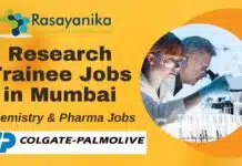 Research Trainee Jobs at Colgate-Palmolive in Mumbai – Chemistry & Pharma Jobs – Apply Now! Research Trainee Jobs in Mumbai