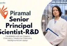 Senior Principal Scientist-R&D at Piramal, Candidates with an Organic Chemistry / Medicinal Chemistry background can apply! Senior Principal Scientist-R&D at Piramal, Candidates with an Organic Chemistry Medicinal Chemistry background can apply!
