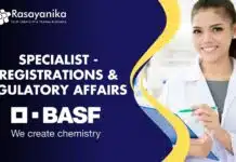 BASF MSc Organic Chemistry Job Opening – Apply Online Specialist - Registrations & Regulatory Affairs at BASF, M.Sc. in Organic Chemistry candidates can apply!
