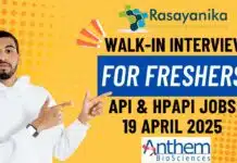 Walk-In Interview for Freshers at Anthem Biosciences | 19th April 2025 – Apply Now! Walk-In Interview for Freshers at Anthem Biosciences
