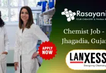 Chemist at LANXESS – MSc Organic Chemistry Apply Online Chemist Job at LANXESS - in Jhagadia, Gujarat