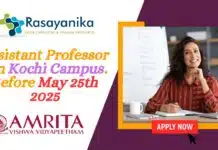 Join Amrita School of Pharmacy as Assistant Professor, Last Date : May 25, 2025 Apply Now! Assistant Professor - in Kochi Campus. Before May 25th 2025