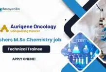 Freshers M.Sc Chemistry Job at Aurigene Oncology as a Technical Trainee – Apply Online! Freshers M.Sc Chemistry Job at Aurigene as a Technical Trainee!