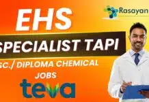 Diploma & BSc Chemical Specialist Jobs at Teva Pharma, Apply Now EHS Specialist TAPI Gwalior Jobs at Teva Pharmaceuticals