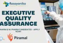 Executive – Quality Assurance at Piramal Group | Pharma Apply Online Executive - Quality Assurance at Piramal Group, Mahad - Apply Now!