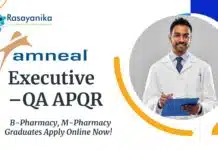 Executive QA Job at Amneal | Pharma Graduates Apply Online Now! Executive – QA APQR Job at Amneal | B-Pharmacy, M-Pharmacy Graduates Apply Online Now!