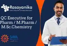 QC Executive at SAVA Healthcare – Apply Now! QC Executive for B.Pharm / M.Pharm / M.Sc.Chemistry