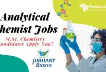 RA/SRA Analytical Chemist Job at Jubilant Biosys – M.Sc. Chemistry Candidates Apply Now! RASRA Analytical Chemist Job at Jubilant Biosys - Apply Now!