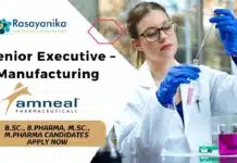 Pharma Executive Jobs at Amneal Pharmaceuticals, Apply Now Senior Executive – Manufacturing Job at Amneal Pharma! B.Sc., B.Pharma, M.Sc., M.Pharma Candidates Apply Now