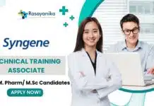 Syngene Technical Training Associate Job for Pharma – Apply Now! Syngene Technical Training Associate Job