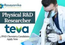 Teva Pharmaceuticals R&D Researcher – Chemistry Apply Online Teva Pharmaceuticals Job Vacancy as Physical R&D Researcher – MSc/PHD Chemistry Candidates Apply Now