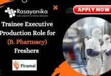 Trainee Executive Production Role at Piramal Group, Apply Now! Trainee Executive Production