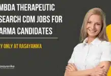 Lambda Therapeutic Research Pharma Bioanalytical Research Associate Job, Apply at Rasayanika Lambda Therapeutic Pharma Associate Job