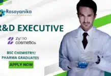 Zymo Cosmetics R&D Executive! Chemistry/ Pharma Graduates Apply Now Zymo Cosmetics R&D Executive in Ahmedabad! BSc Chemistry Pharma Graduates Apply Now