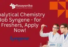 Freshers Executive Job at Syngene: Analytical Chemistry Apply Online Analytical Chemistry Job Syngene