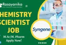 Syngene Hiring Discovery Chemistry Scientists in Bangalore – M.Sc/M.Pharm Apply Now! Discovery Chemistry Scientist Job at Syngene – Apply Now!