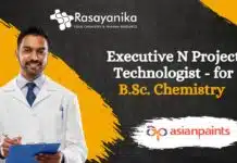 BSc Chemistry Project Executive Role at Asian Paints, Apply Now! Executive N Project Technologist