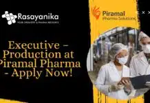 Join Piramal Pharma as Executive – Production, Apply Now! Executive – Production at Piramal Pharma