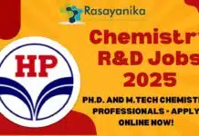 HPCL Chemistry R&D Jobs – Ph.D. and M.Tech Chemistry professionals – Apply Online Now! HPCL Chemistry R&D Jobs 2025 – Apply Online Now!